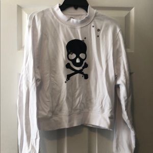 SoulCycle white skull crew neck
